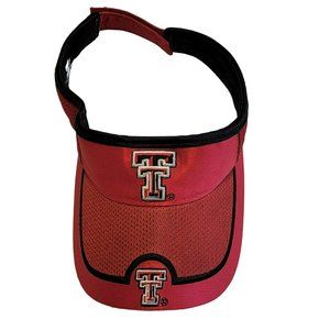 Team Starter Unisex OS Texas Tech Red Raiders,  Red & Black Mesh Sun Visor  EUC